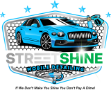 “Street Shine logo, mobile detailing service emphasizing quality, eco-friendly practices, and customer satisfaction.